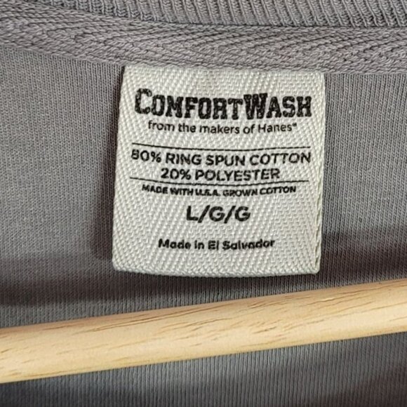 ComfortWash Cheer Sweatshirt Gray Large Crewneck Long Sleeves Pullover Hanes - Picture 6 of 6